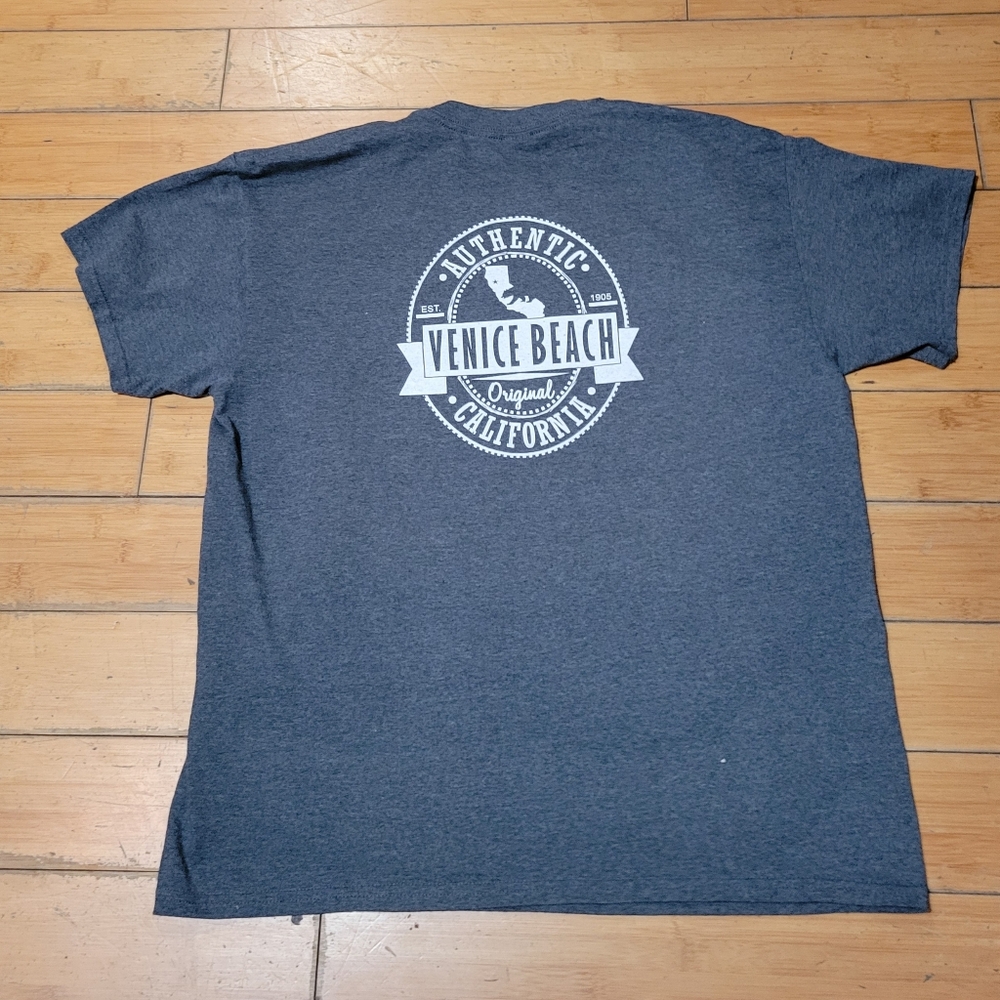 Venice Beach Ca. Gray Short Sleeve Tee Shirt Men's L